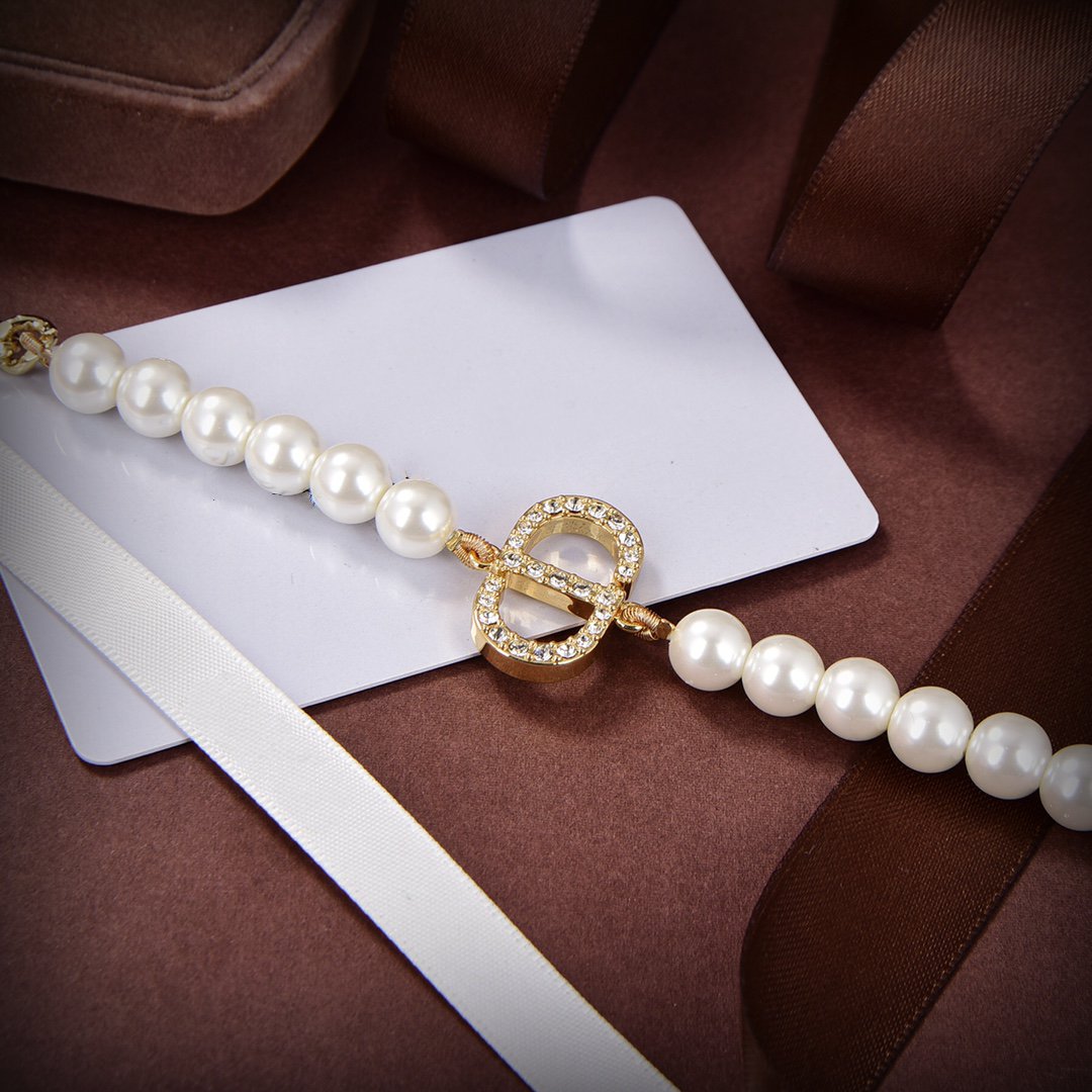 Luxury DiorPEARL GOLD DIAMOND NECKLACE