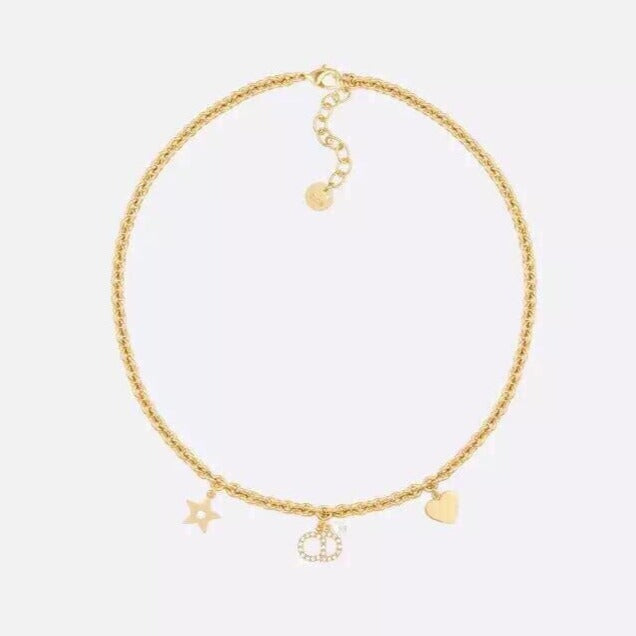 Luxury DiorPEARL STAR HEART GOLD DIAMOND NECKLACE