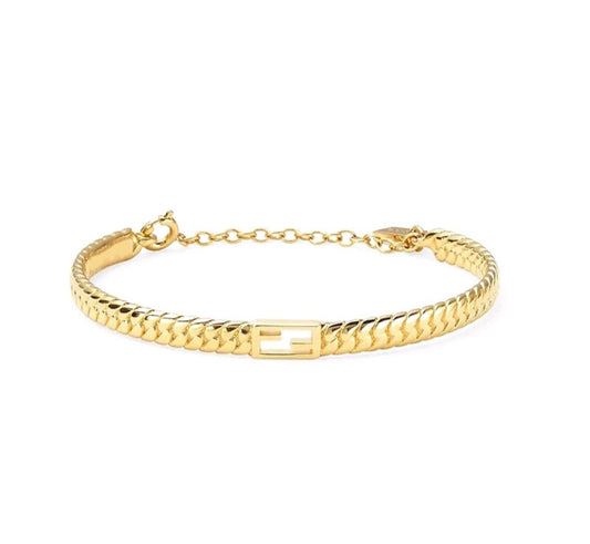 Luxury FendiF BAGUETTE LINK CHAIN  GOLD BRACELET