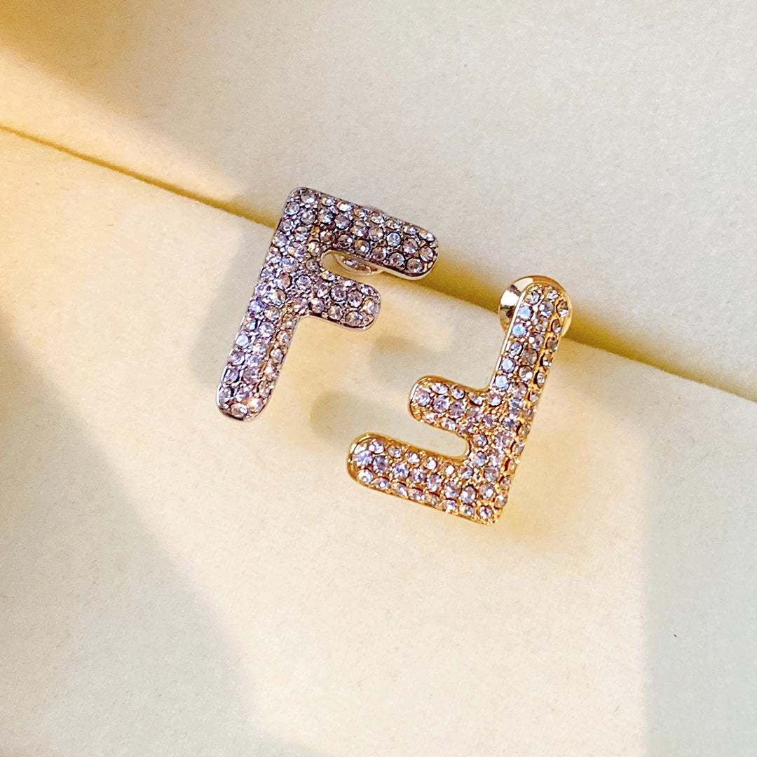 Luxury FendiFF EARRINGS SMALL SILVER&GOLD DIAMOND