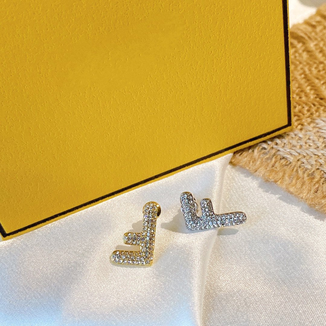 Luxury FendiFF EARRINGS SMALL SILVER&GOLD DIAMOND