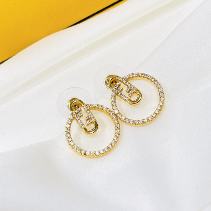 Luxury FendiO’LOCK EARRINGS GOLD DIAMOND