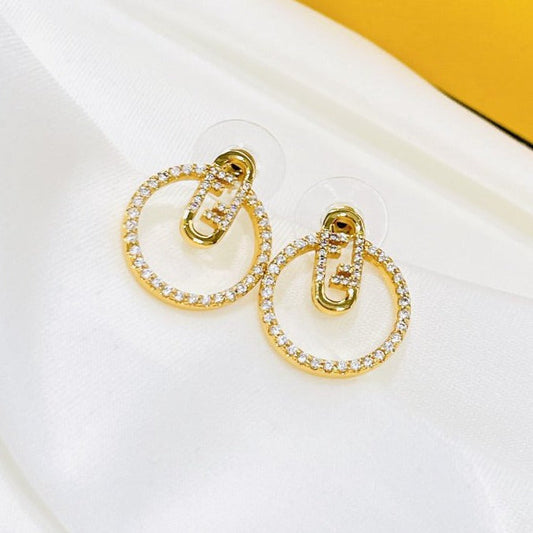 Luxury FendiO’LOCK EARRINGS GOLD DIAMOND