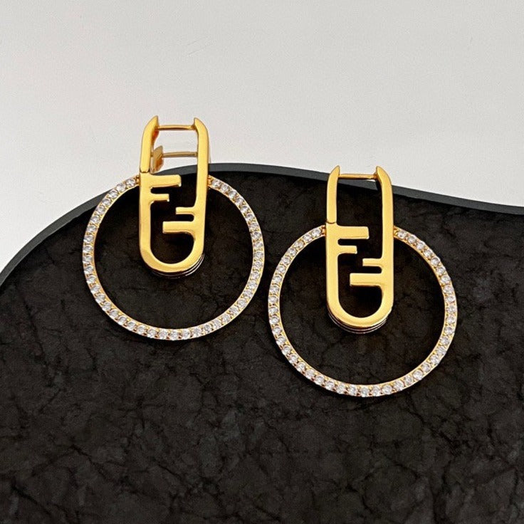 Luxury FendiO’LOCK GOLD DIAMOND EARRINGS