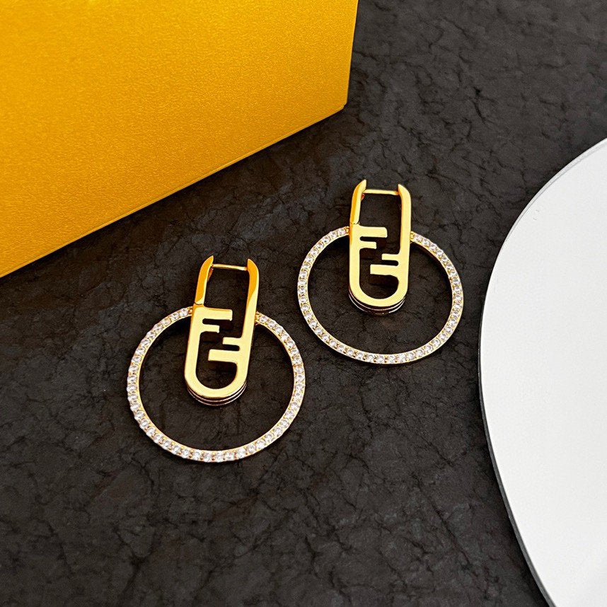 Luxury FendiO’LOCK GOLD DIAMOND EARRINGS
