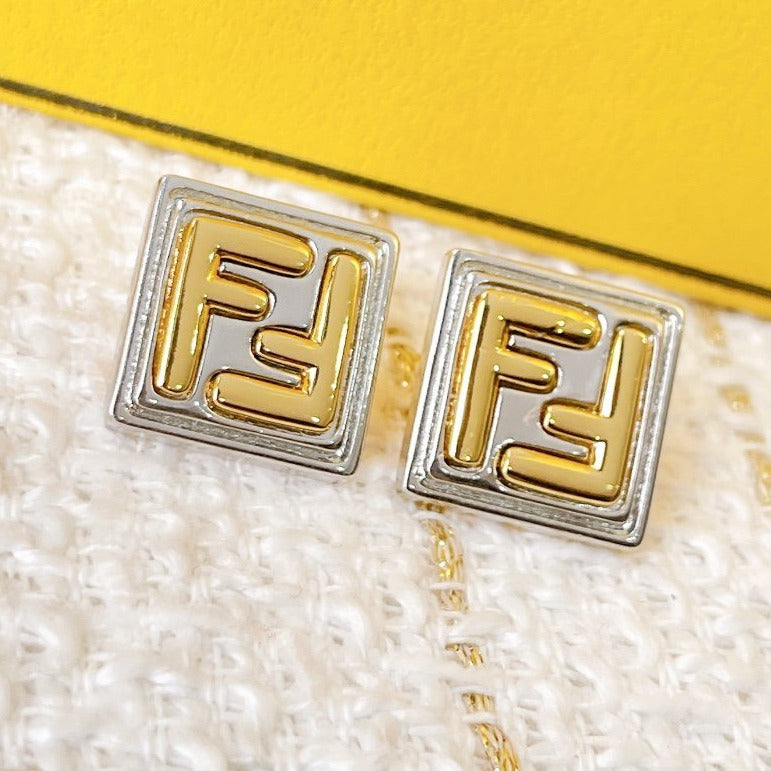 Luxury FendiDOUBLE F EARRINGS SILVER GOLD