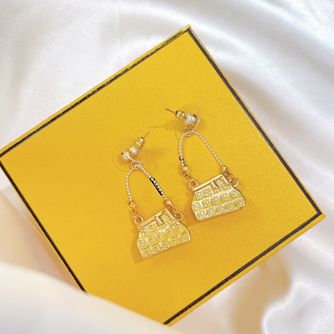 Luxury FendiFF BAG GOLD EARRINGS