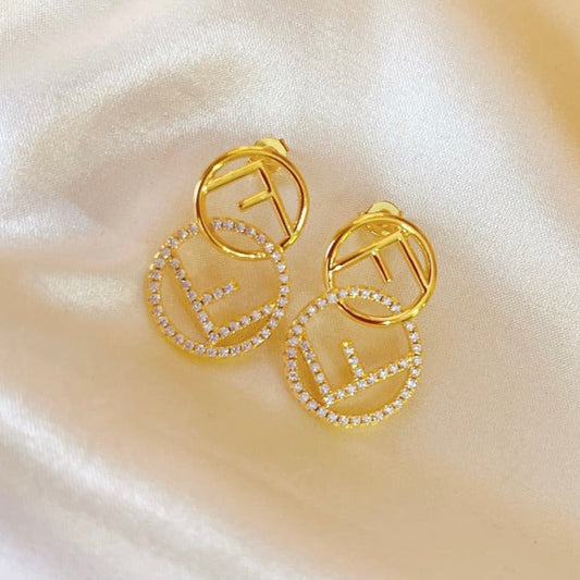 Luxury FendiDOUBLE F EARRINGS GOLD DIAMOND