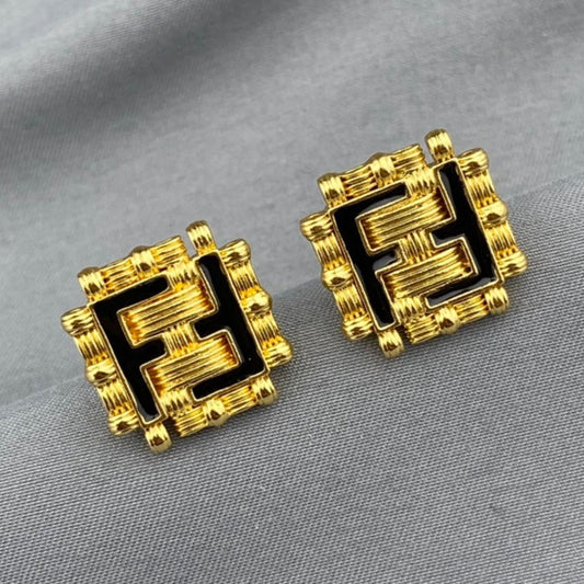 Luxury FendiFF BLACK GOLD EARRINGS