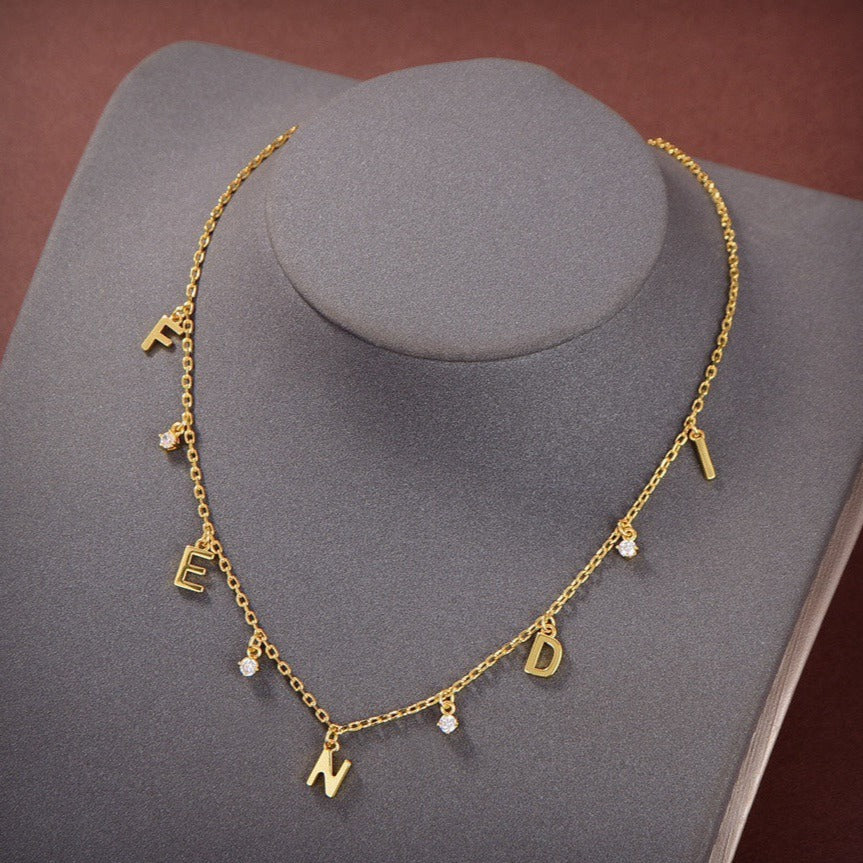 Luxury FendiFEN GOLD DIAMOND NECKLACE