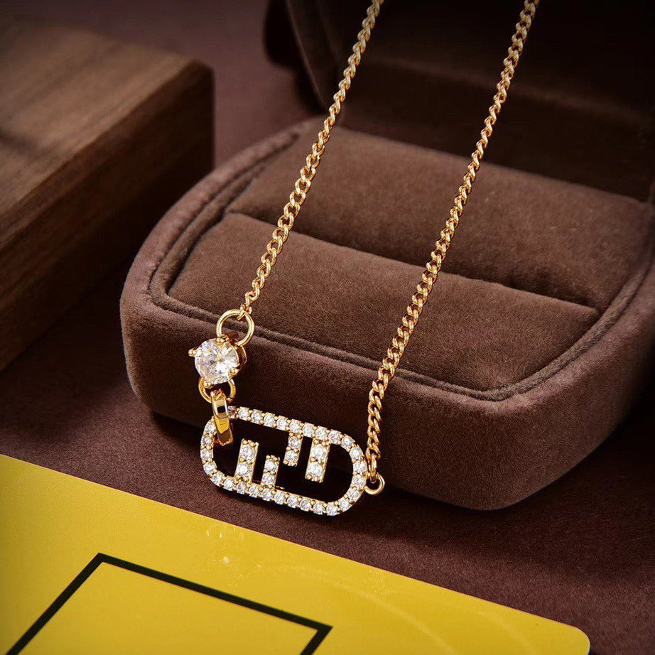 Luxury FendiDOUBLE F GOLD DIAMOND NECKLACE
