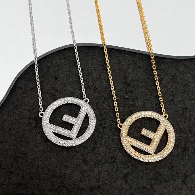 Luxury FendiF LOGO NECKLACE FULL DIAMOND