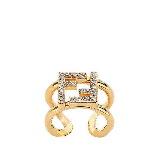 Luxury FendiDOUBLE F GOLD DIAMOND RING