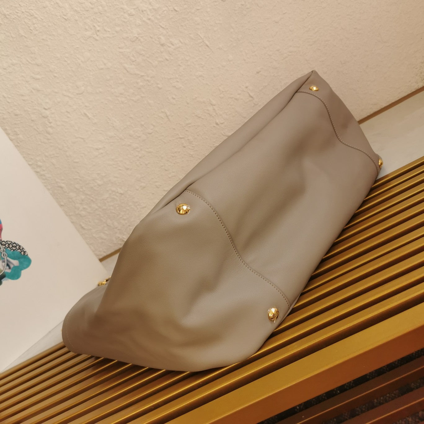 Luxury PradaCHAIN TOTE 39 SOFT GREY CALFSKIN
