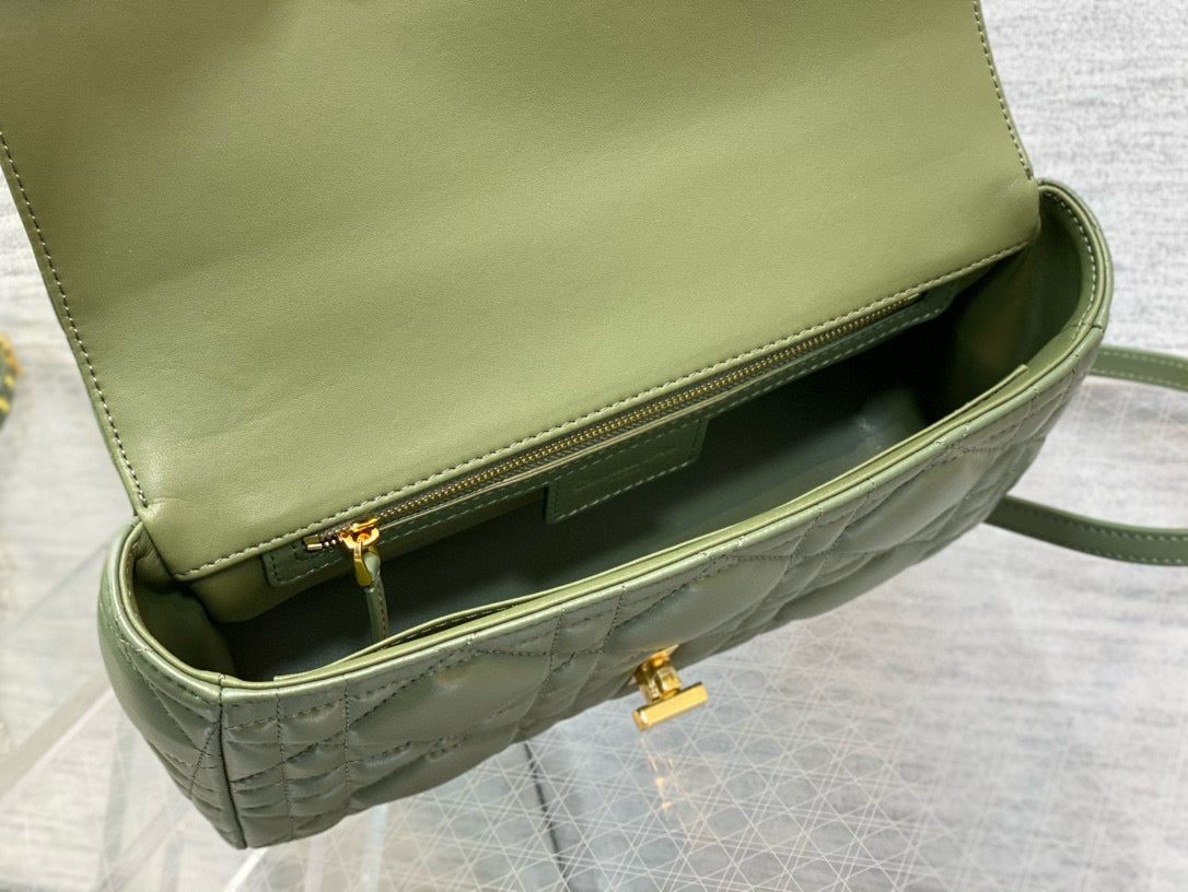 Luxury DiorMEDIUM CARO BAG 25 GREEN MACROCANNAGE CALFSKIN