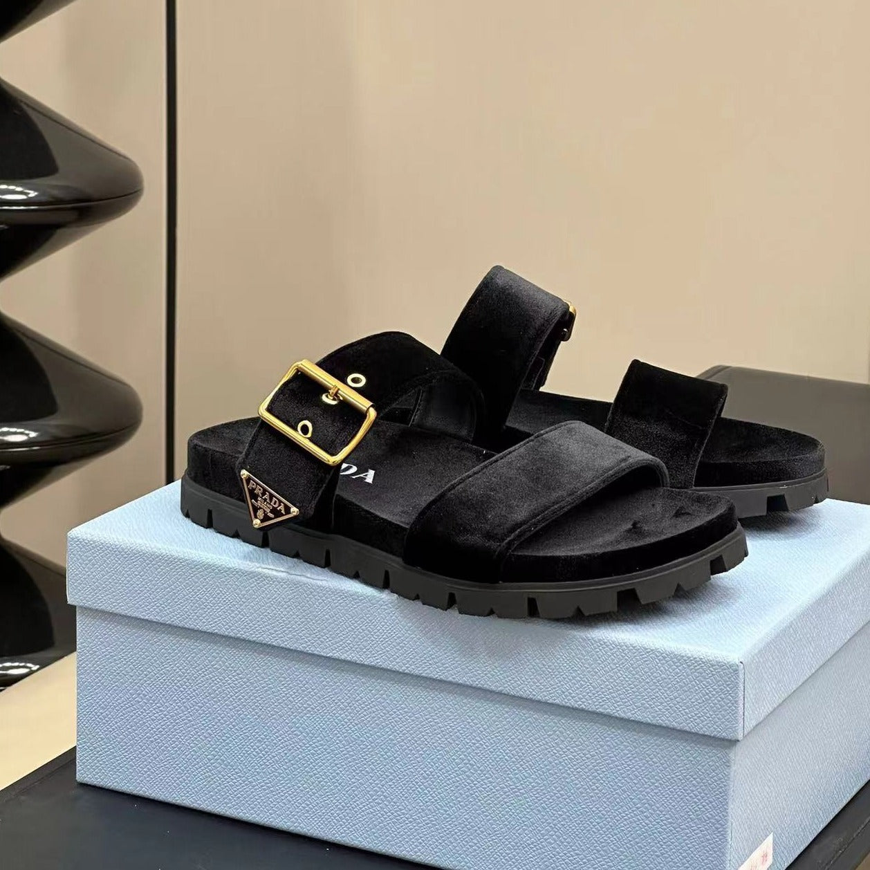 Luxury PradaSlides 10 Velvet Black