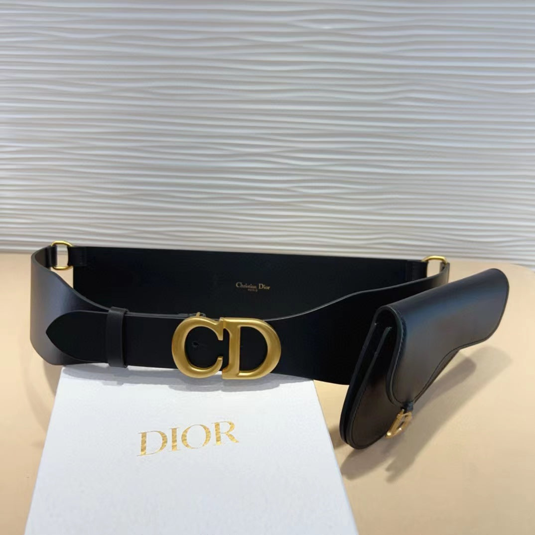 Luxury Diorsaddle belt with pouch black calfskin