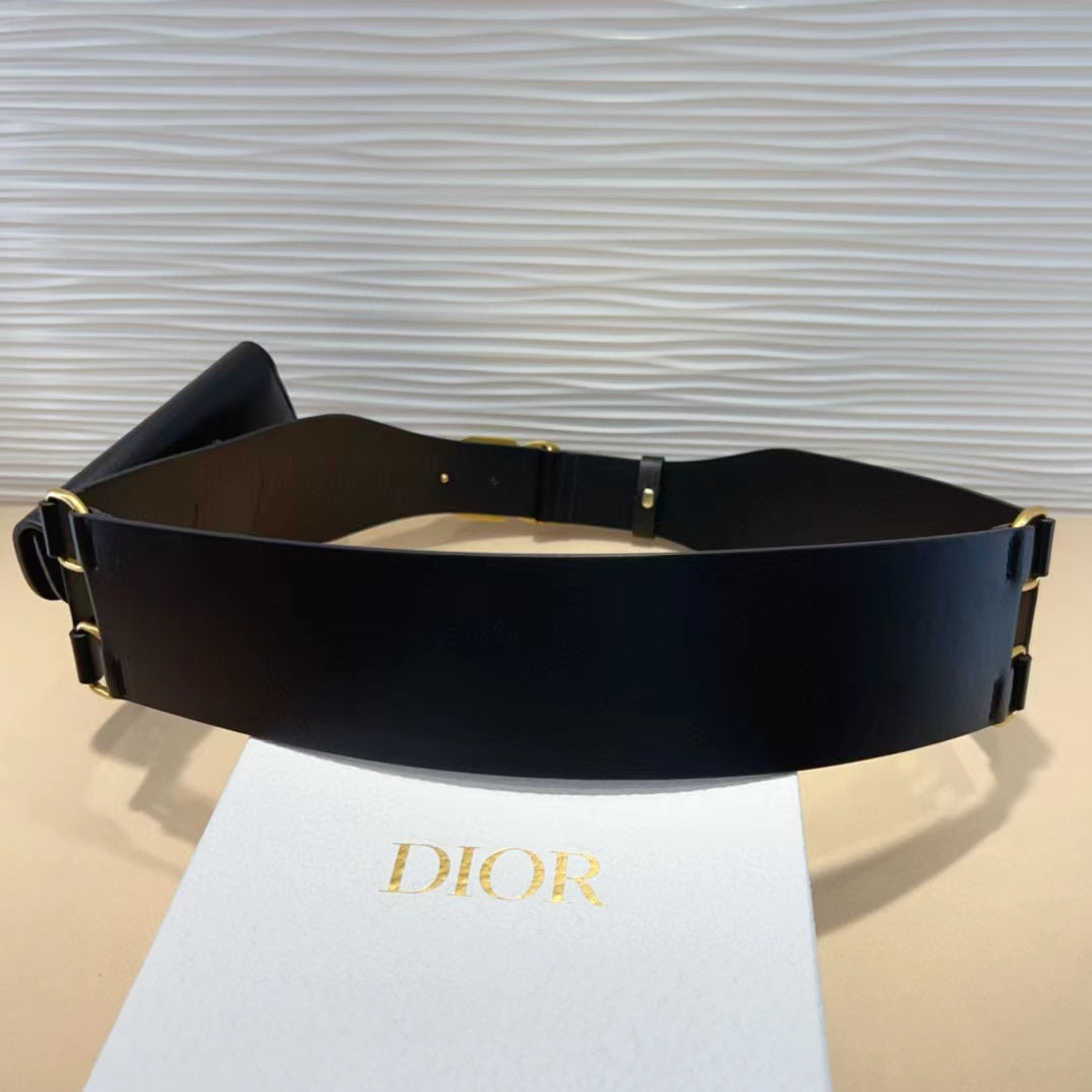 Luxury Diorsaddle belt with pouch black calfskin