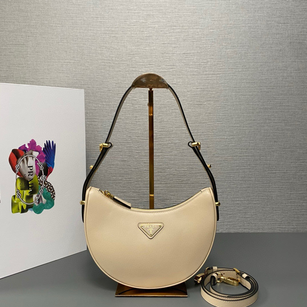 Luxury PradaArque Small Bag 22.5cm Beige Calfkskin