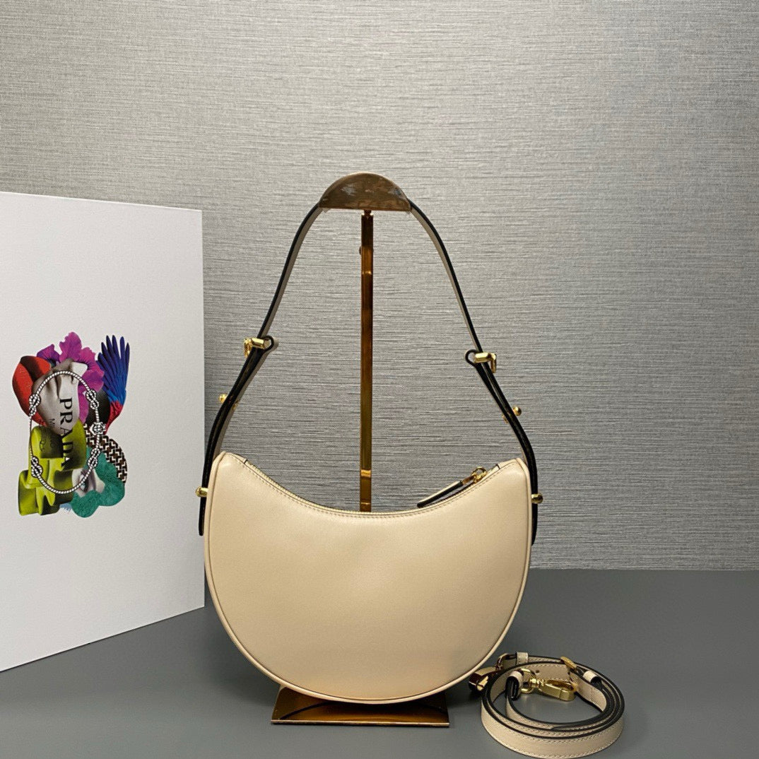 Luxury PradaArque Small Bag 22.5cm Beige Calfkskin