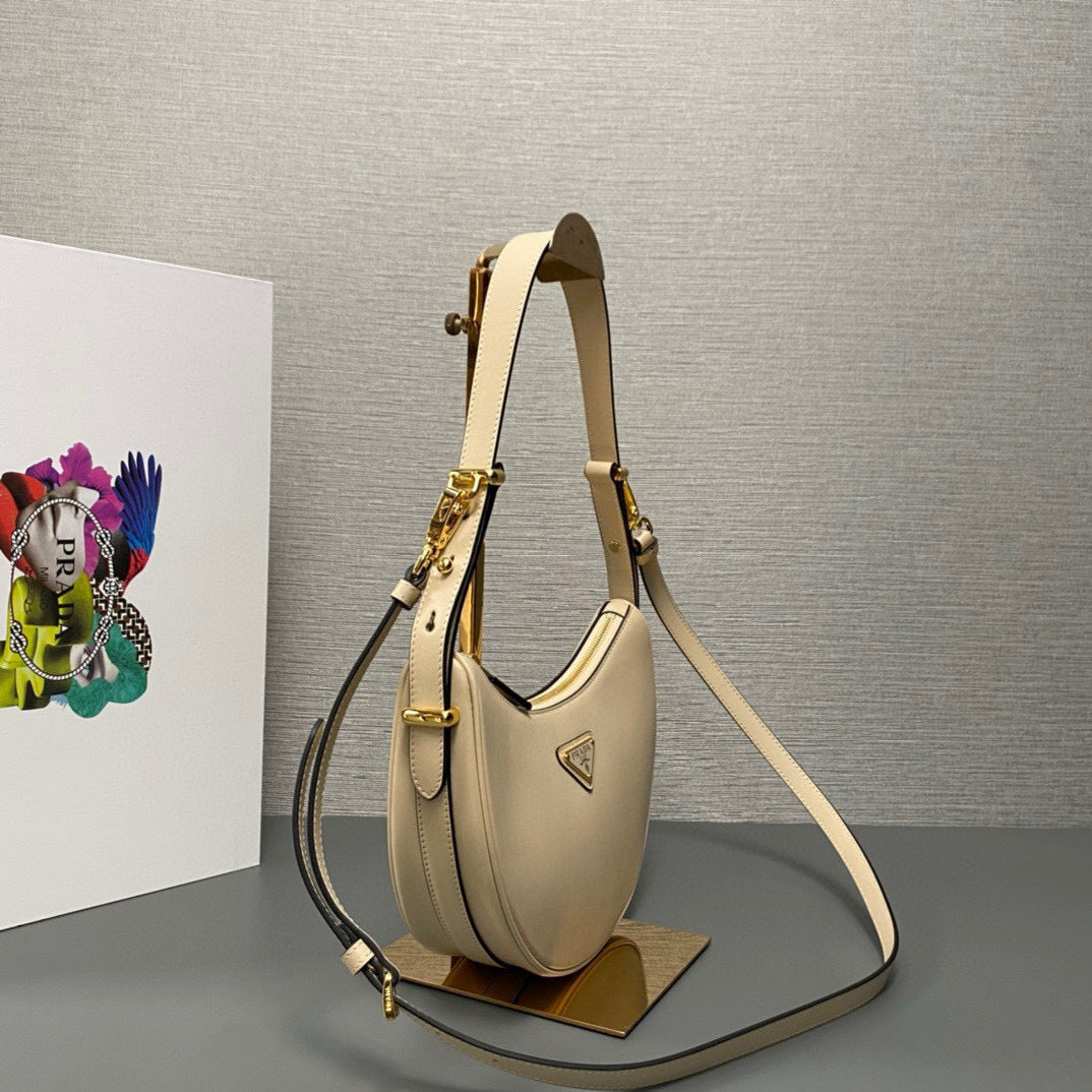 Luxury PradaArque Small Bag 22.5cm Beige Calfkskin
