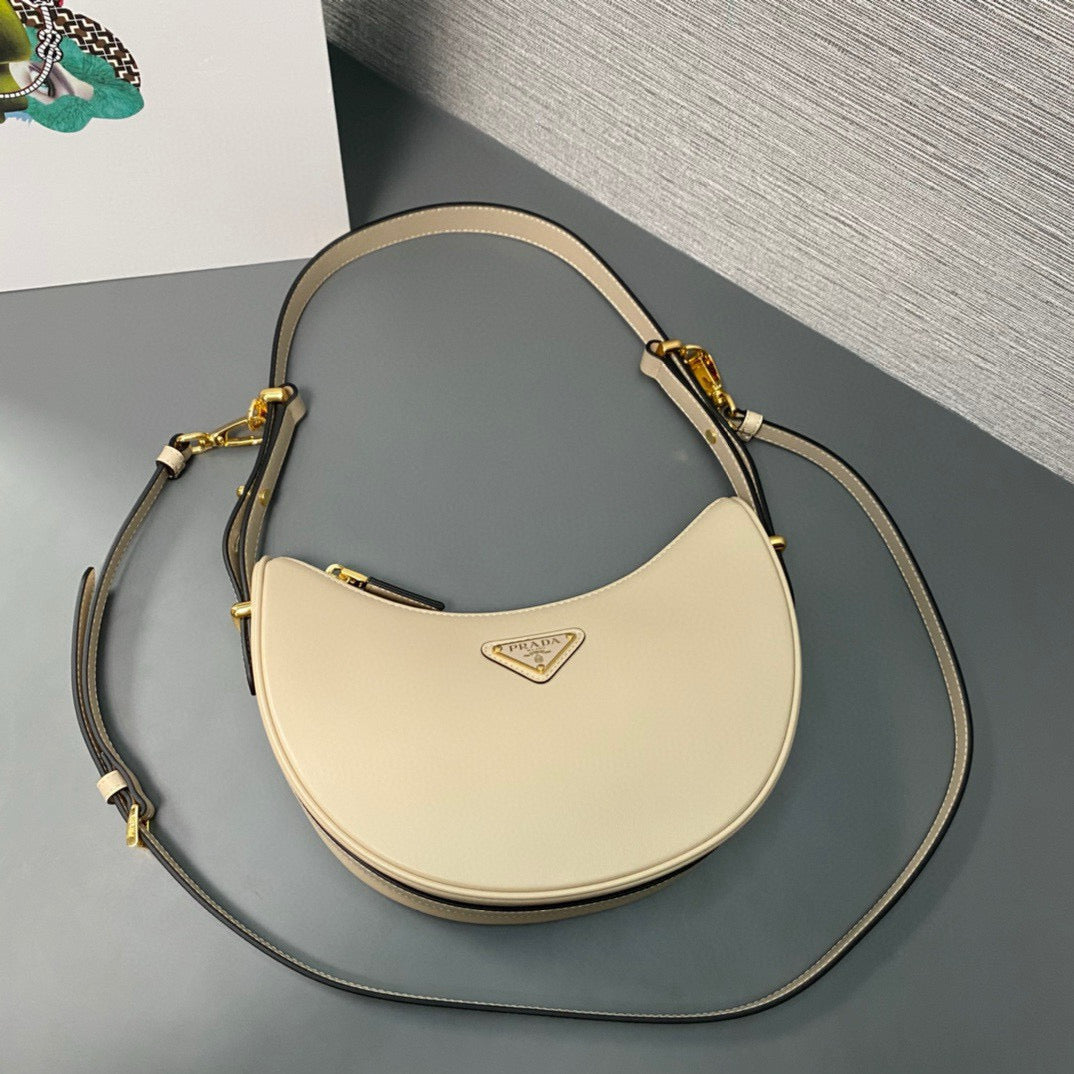 Luxury PradaArque Small Bag 22.5cm Beige Calfkskin