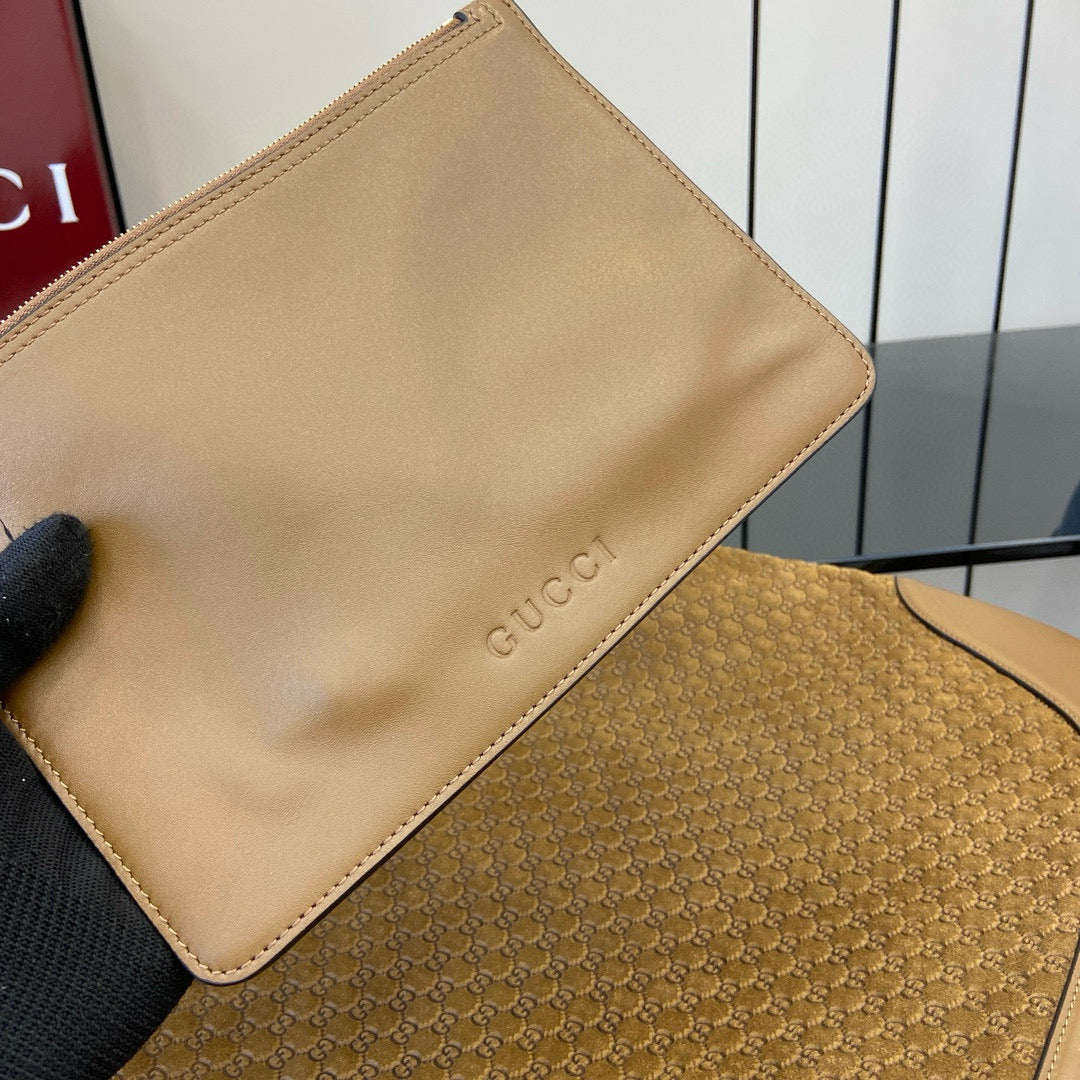 Luxury Gucci GG Tote Bag Brown Velvet Embossed and Leather