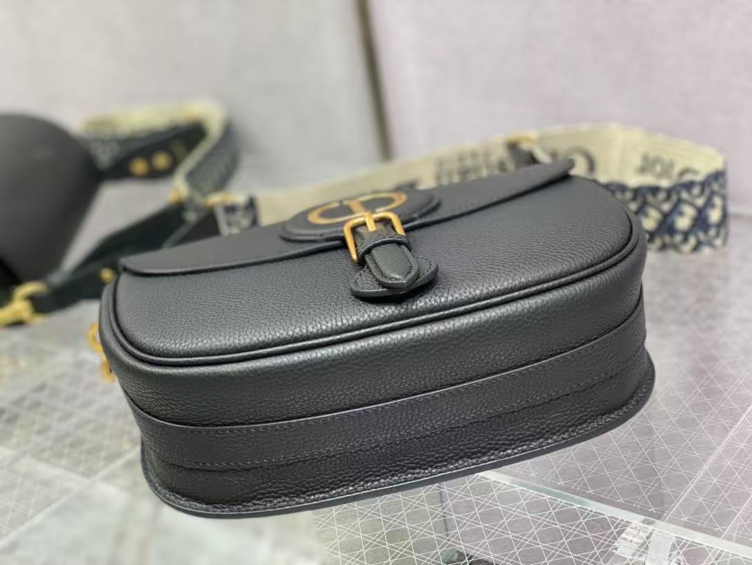Luxury DiorBobby Bag Black Pebbled Leather Gold Hardware