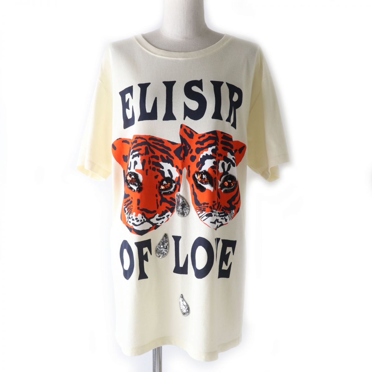 Luxury Gucci Trending 2025 Tiger Print Sequined Cotton T-Shirt M