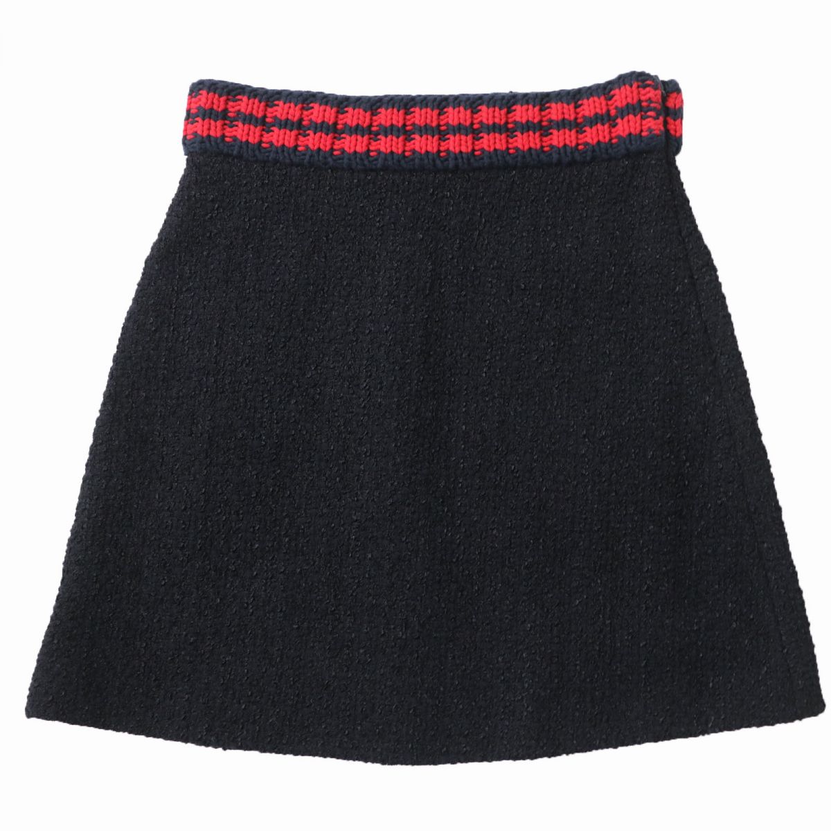 Luxury Gucci Trending 2025 Tweed A-line Skirt Black Navy Red 44