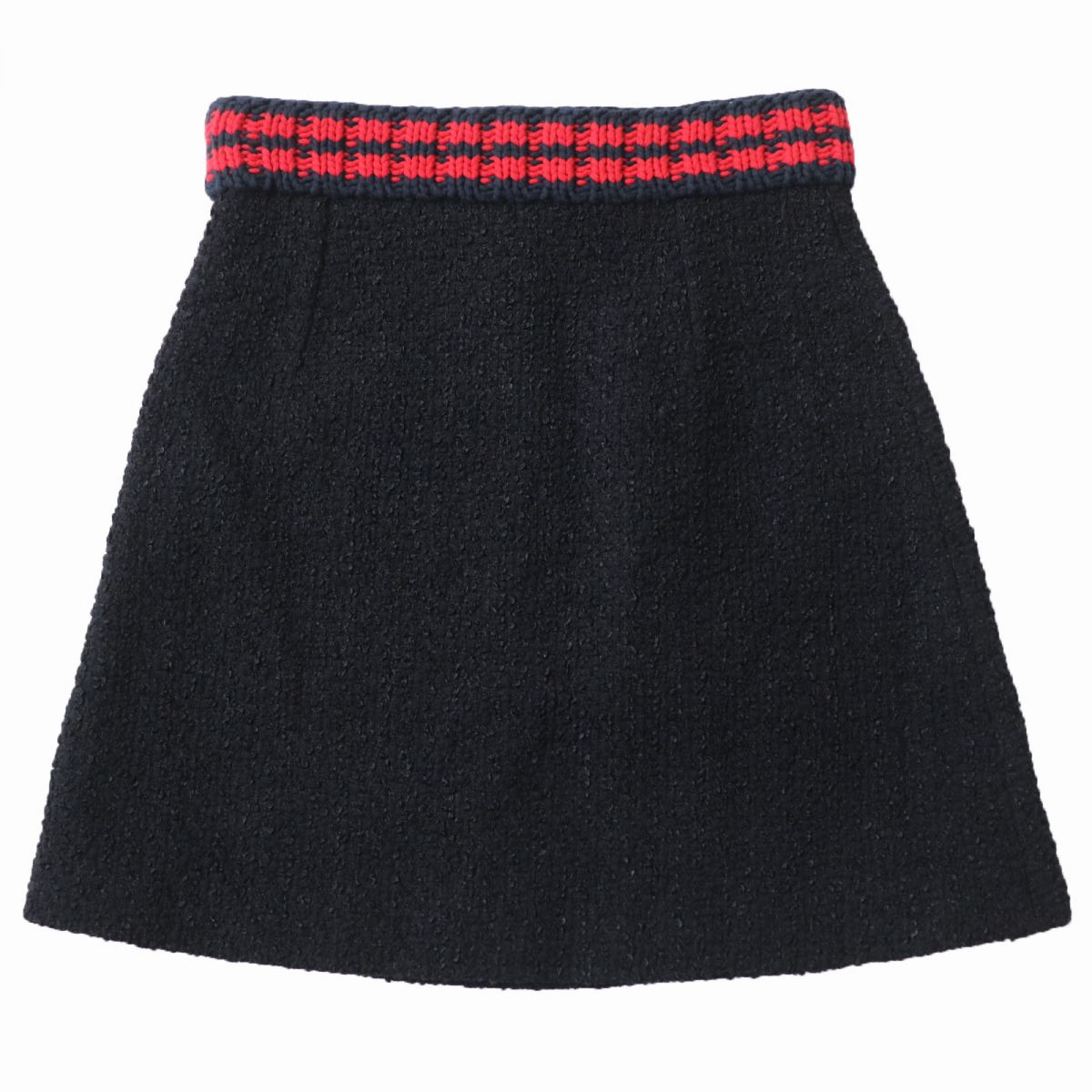 Luxury Gucci Trending 2025 Tweed A-line Skirt Black Navy Red 44