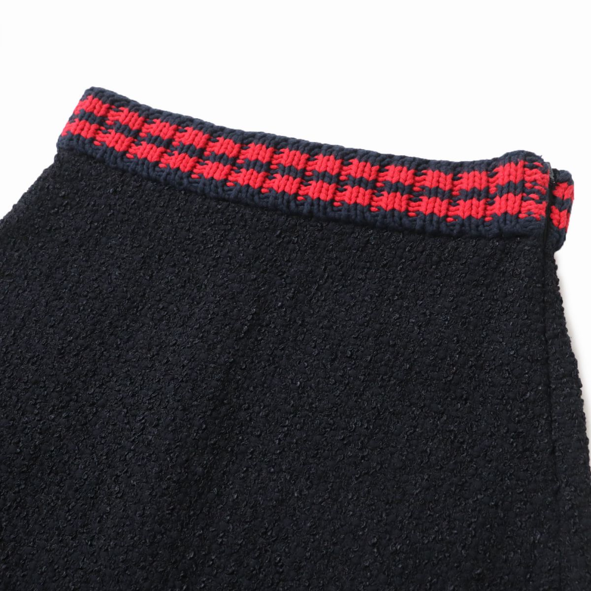 Luxury Gucci Trending 2025 Tweed A-line Skirt Black Navy Red 44