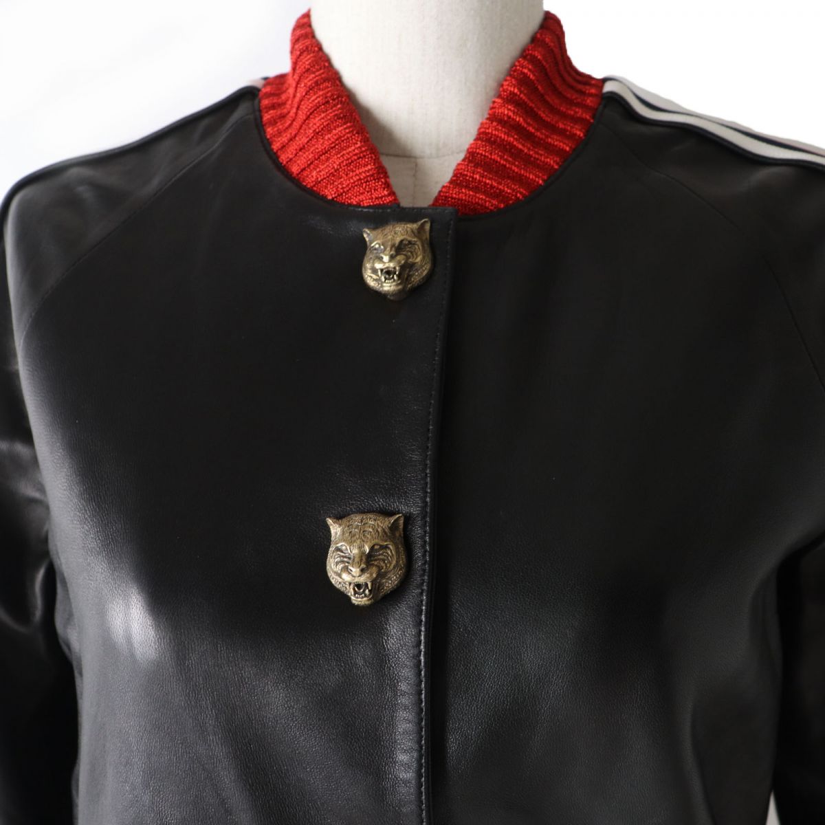 Luxury Gucci Trending 2025 Cat Head Hollywood Lamb Leather Jacket, Black, Size 38