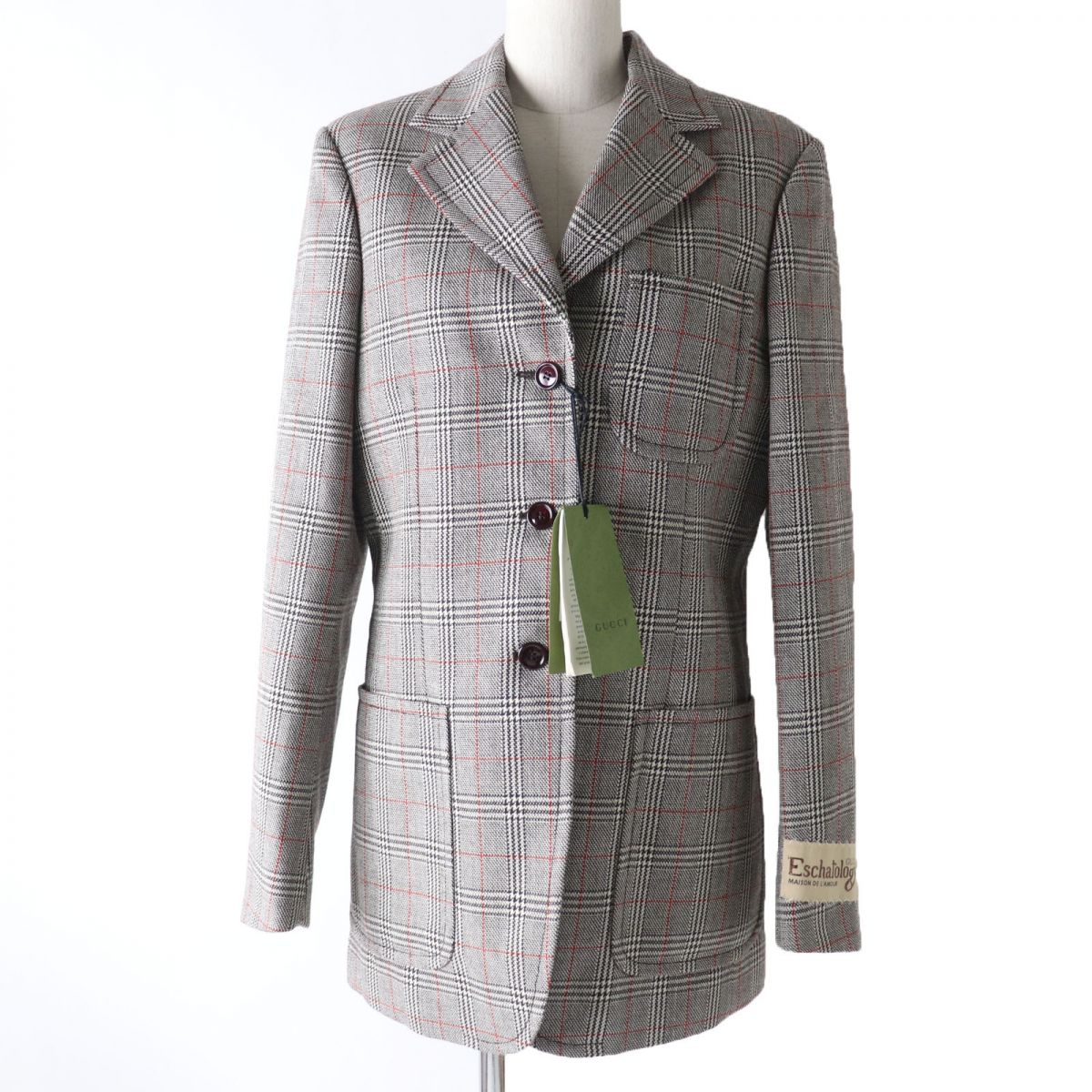 Luxury Gucci Trending 2025 Wool Glen Check Single Jacket Gray