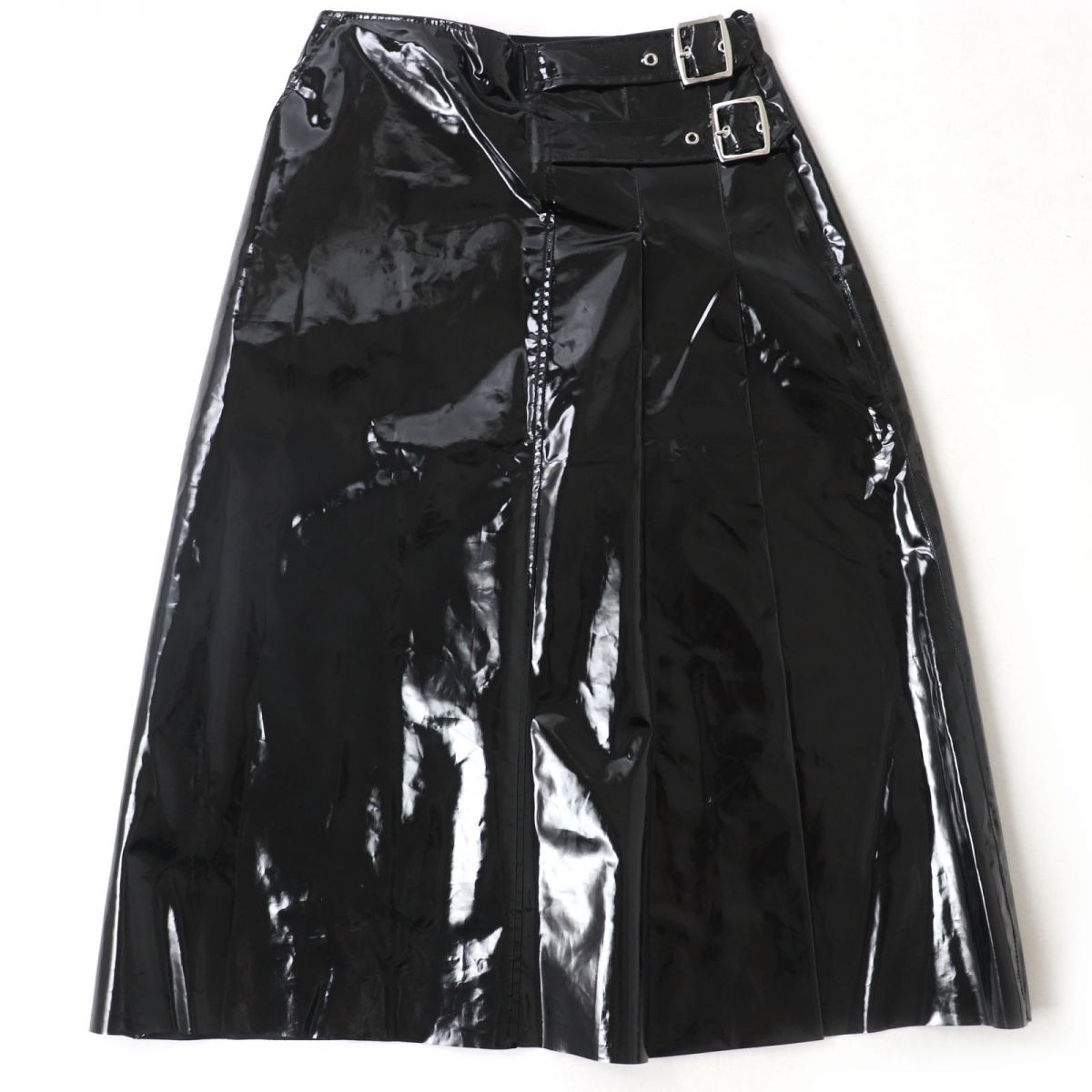Luxury Gucci Trending 2025 Belted Plastic Effect Skirt Black