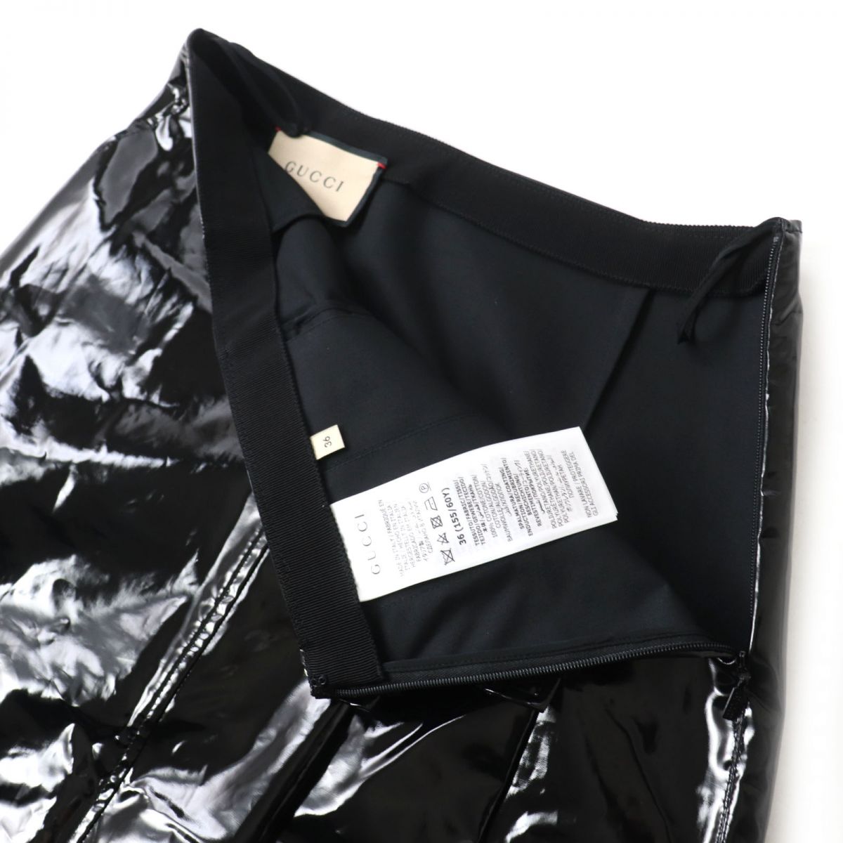 Luxury Gucci Trending 2025 Belted Plastic Effect Skirt Black