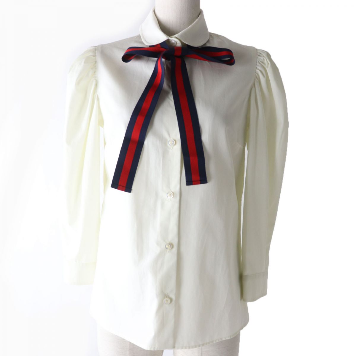 Luxury Gucci Trending 2025 453346 Ribbon Tie Shirt Ivory 38
