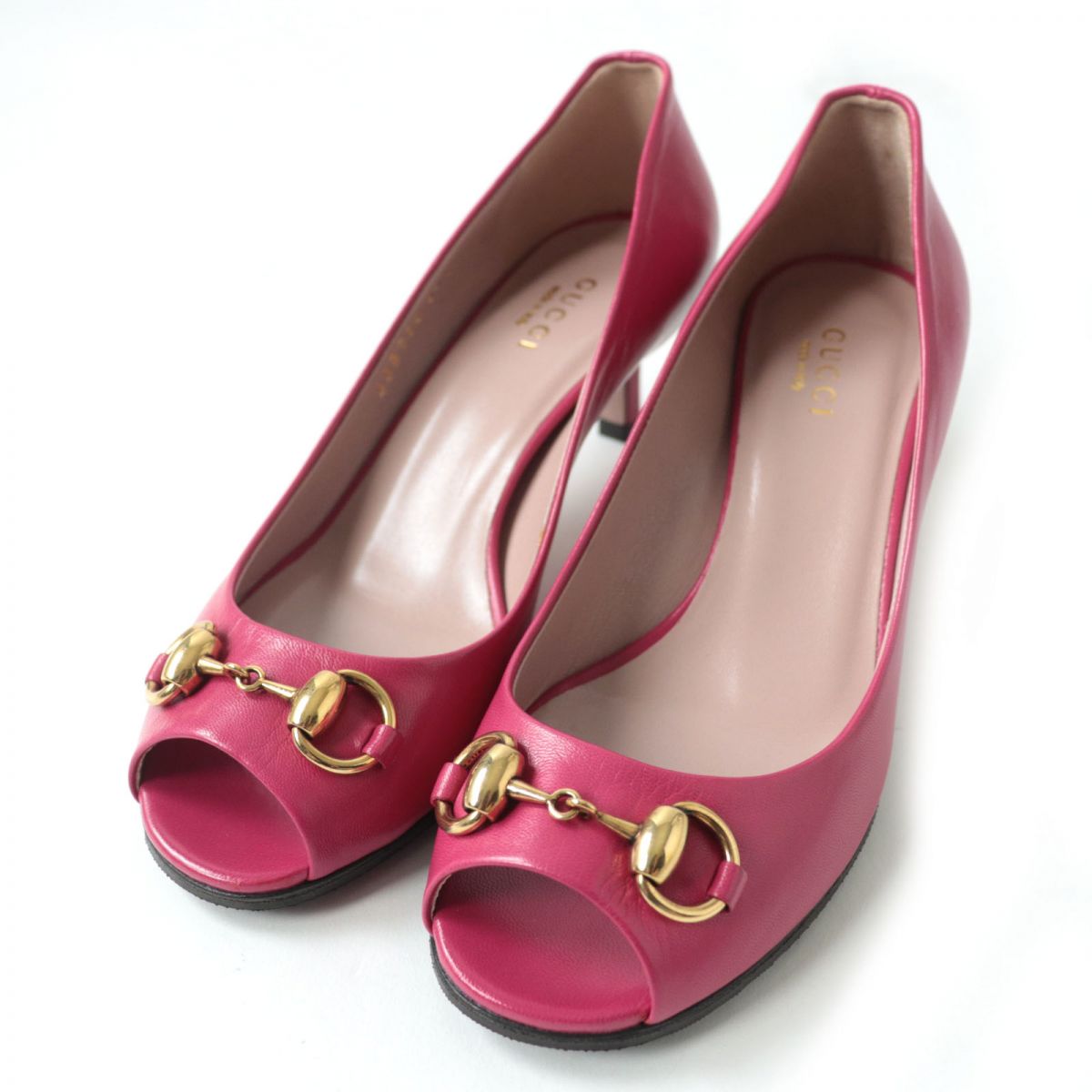 Luxury Gucci Trending 2025 Horsebit Open Toe Leather Pumps