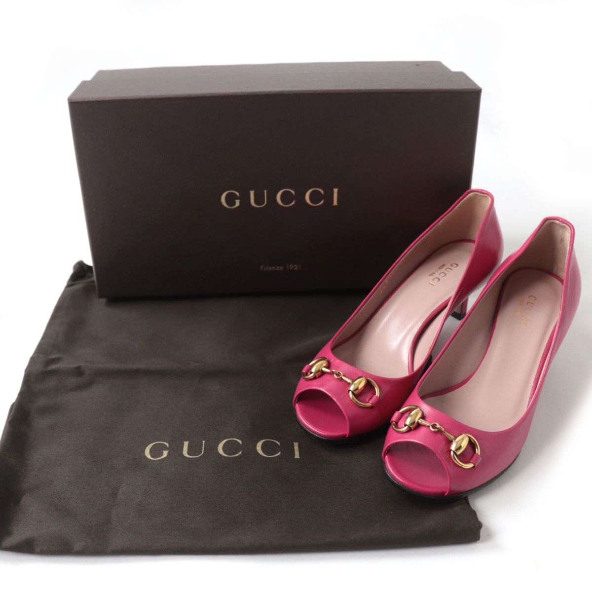 Luxury Gucci Trending 2025 Horsebit Open Toe Leather Pumps