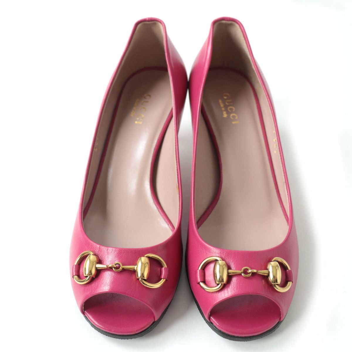 Luxury Gucci Trending 2025 Horsebit Open Toe Leather Pumps