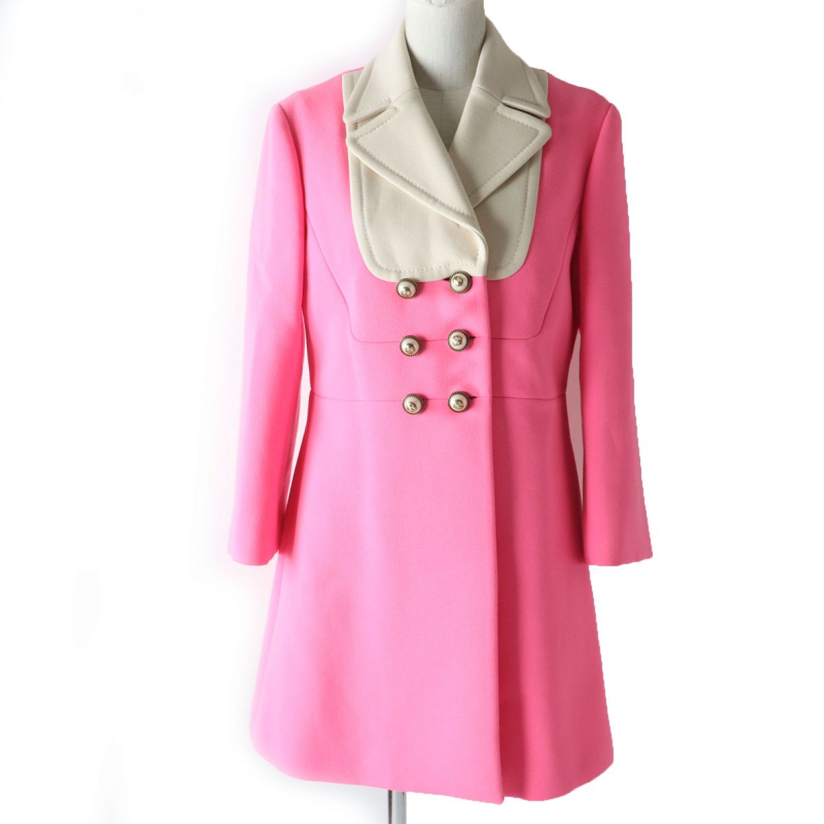 Luxury Gucci Trending 2025 Wool Jacket 438819 Neon Pink Ivory