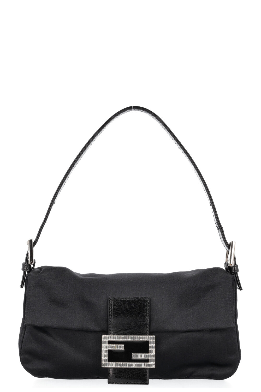 Luxury Fendi Baguette Bag Satin Black Sparkle