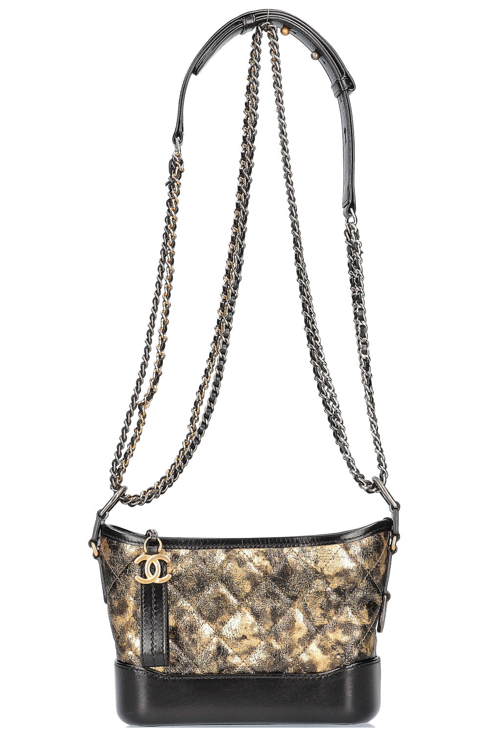 CHANEL Small Gabrielle Bag Gold Black