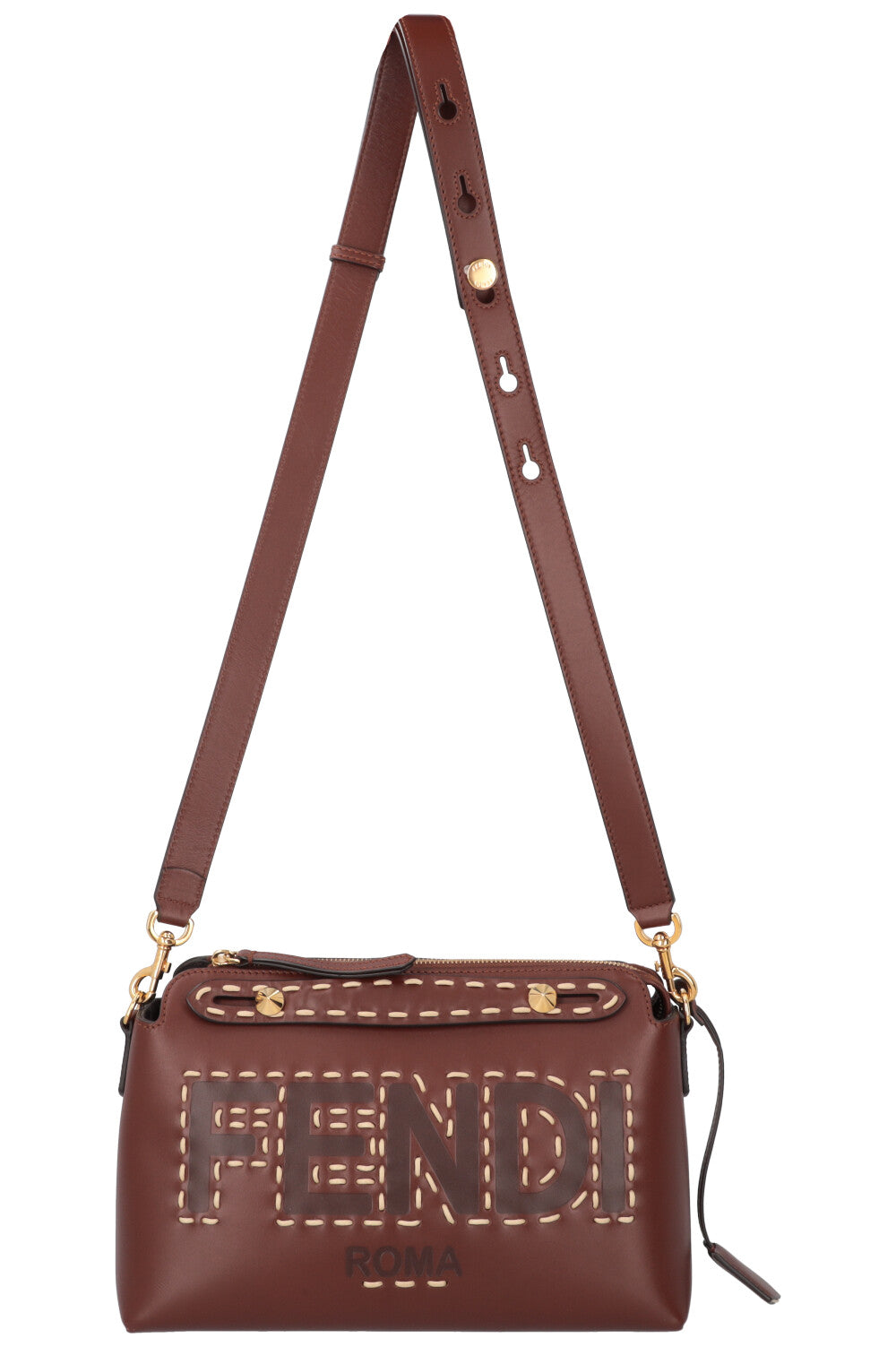 Luxury Fendi By The Way Medium Logo Stitching Crossbody Bag Brown