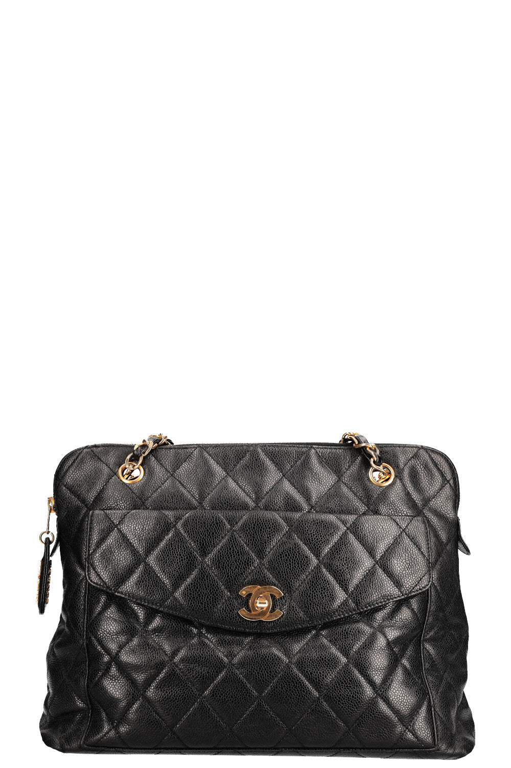 CHANEL Vintage Front Pocket Bag Caviar Black