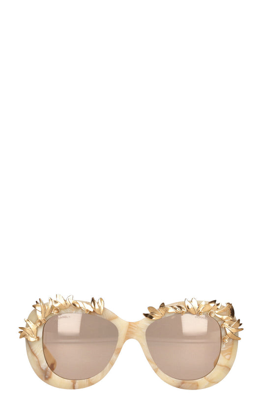CHANEL Sunglasses White Gold