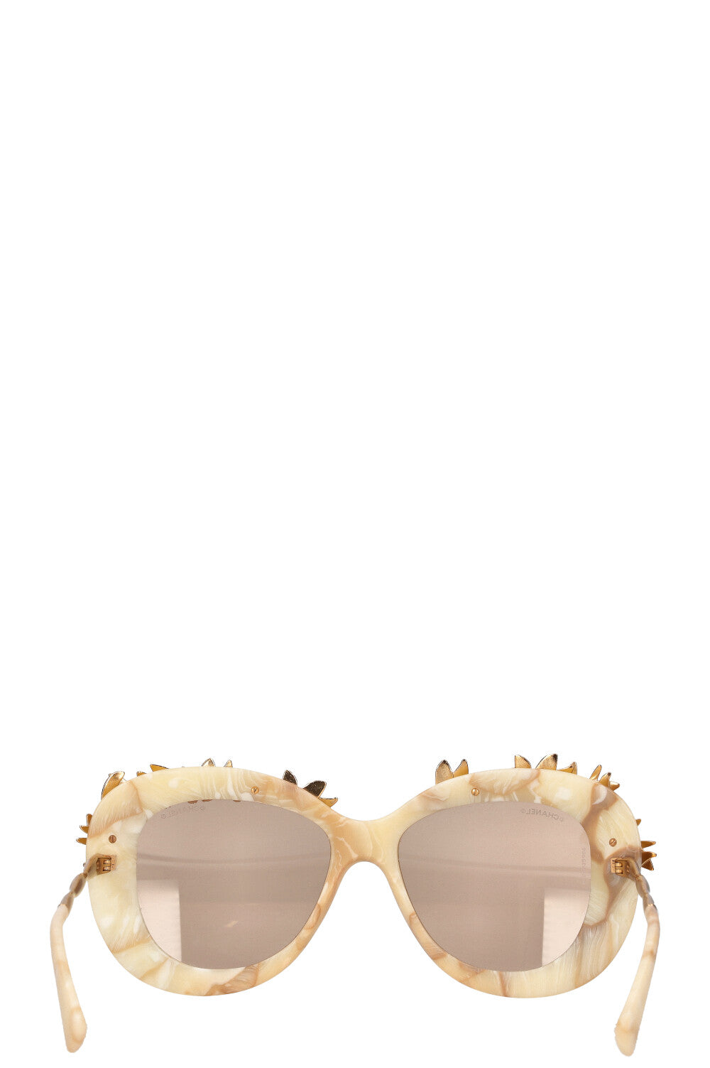 CHANEL Sunglasses White Gold
