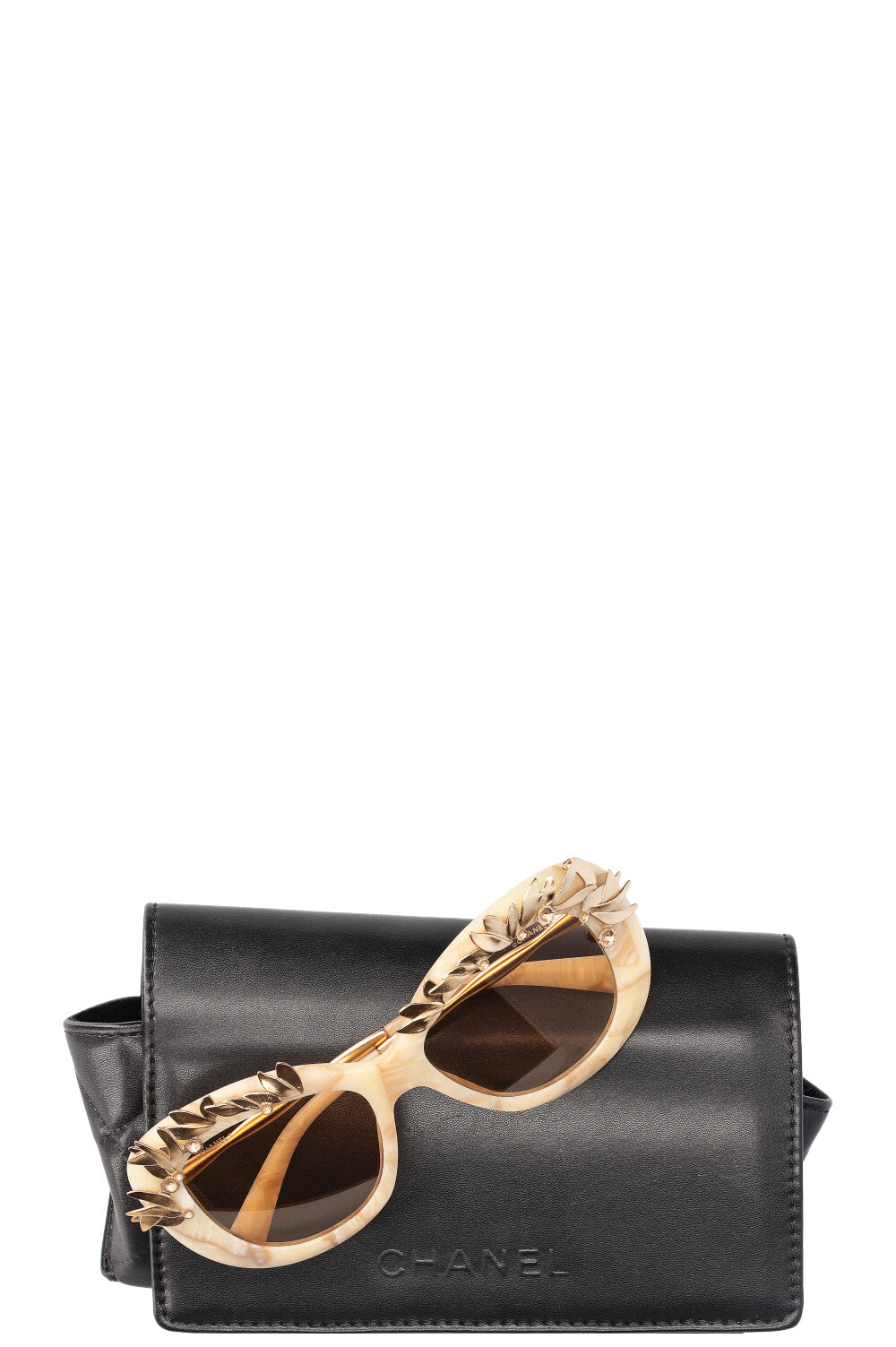 CHANEL Sunglasses White Gold