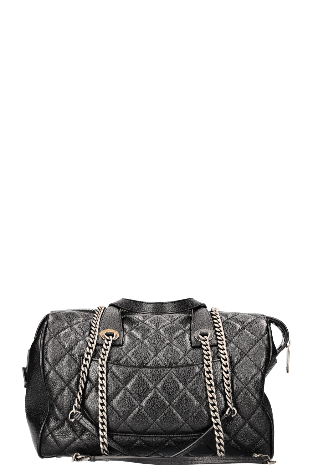 CHANEL Casual Pocket Bowling Bag Quilted Goatskin Black