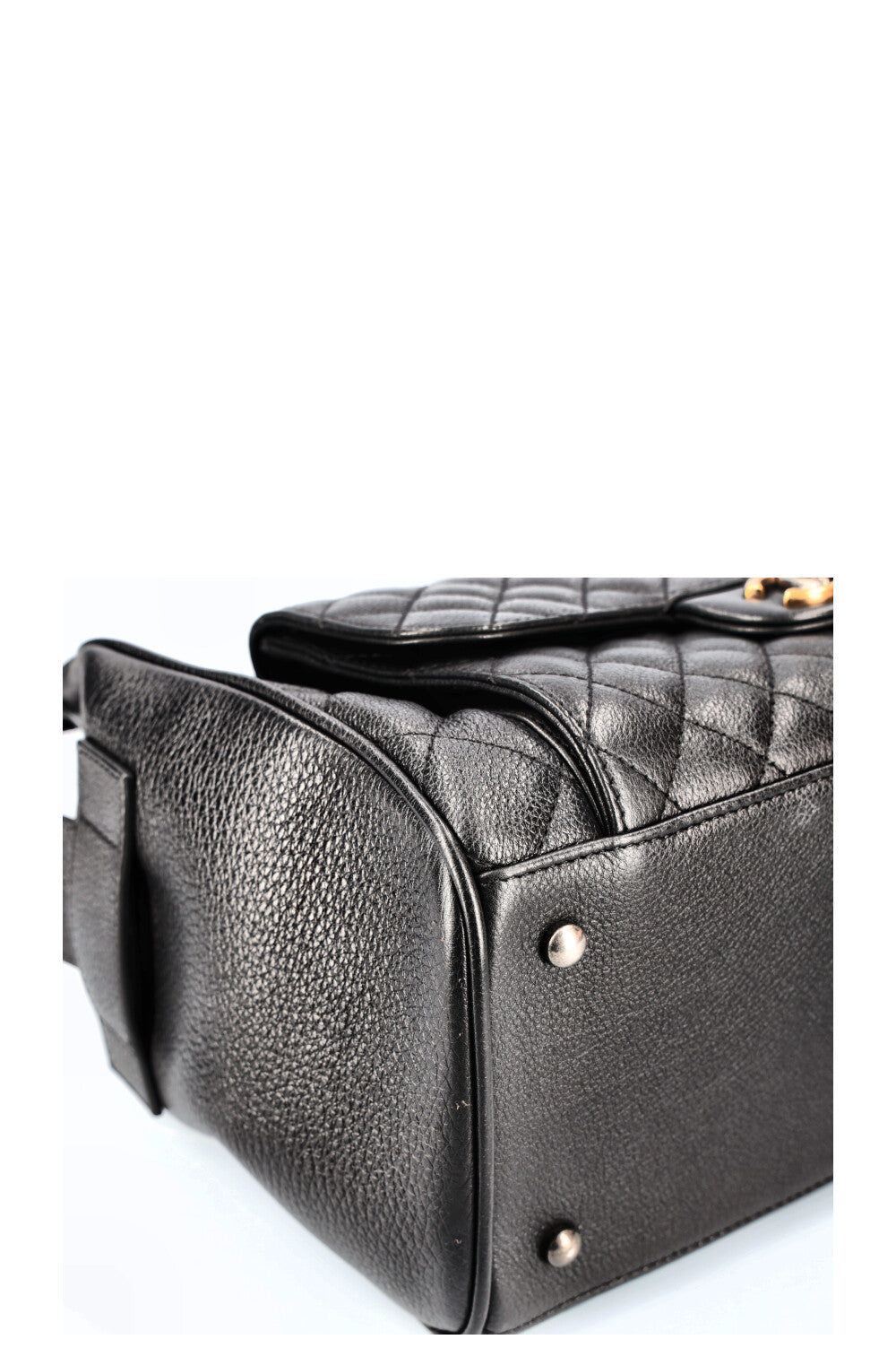 CHANEL Casual Pocket Bowling Bag Quilted Goatskin Black